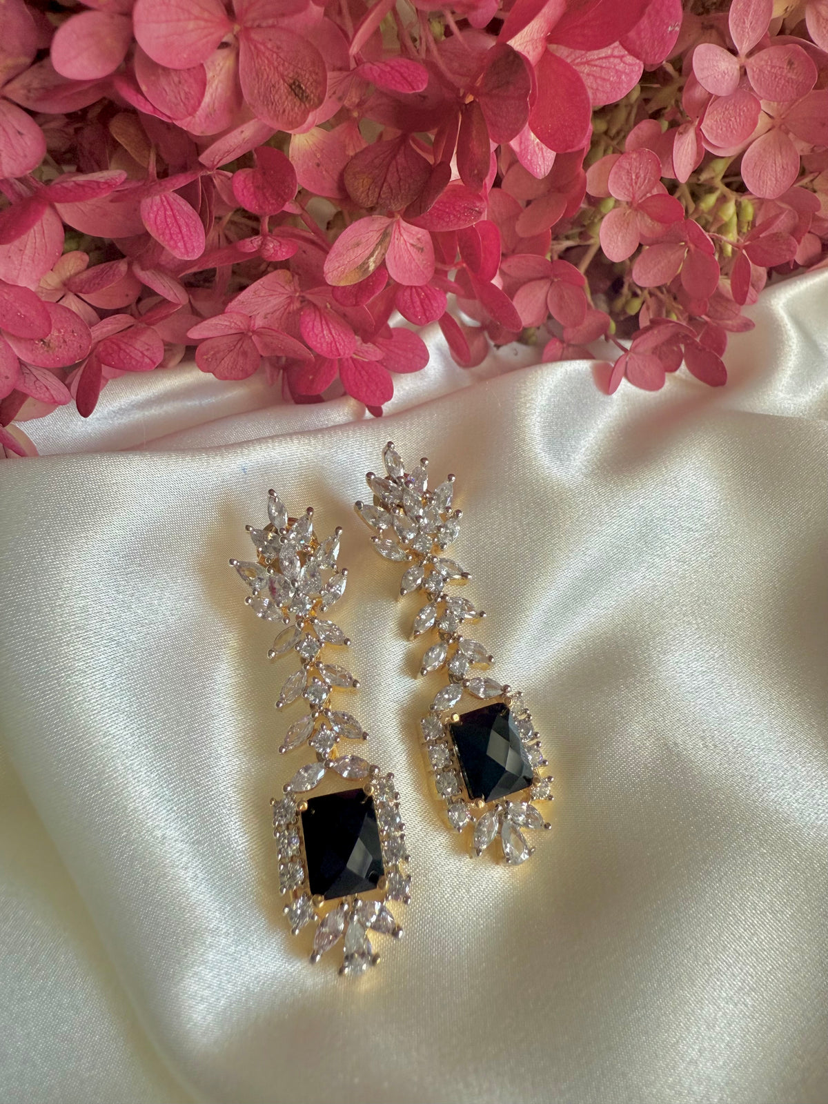 Olivia Necklace – black stone necklace with AAA cubic zirconia by Dsapphire (view 6)