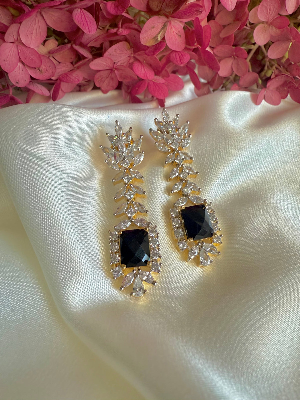 Olivia Necklace – black stone necklace with AAA cubic zirconia by Dsapphire (view 2)