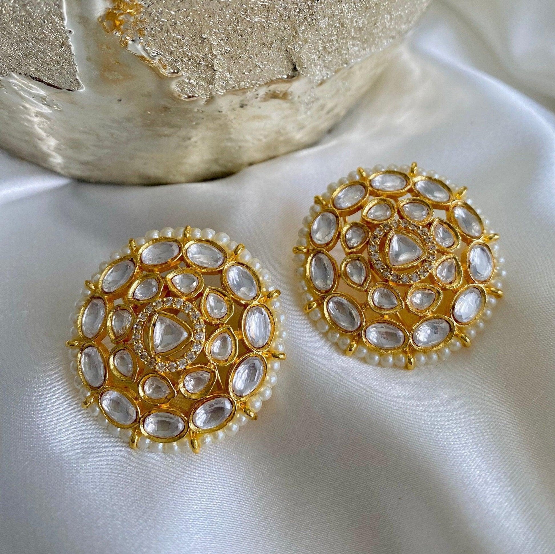 Kundan earrings/ Earring/ Studs/ Kundan/ Indian Jewelry/ Pakistani Jewelry/ Party wear/ Punjabi Jewelry/ Gifts/ Mother’s Day Gift / Tyaani - Dsapphire