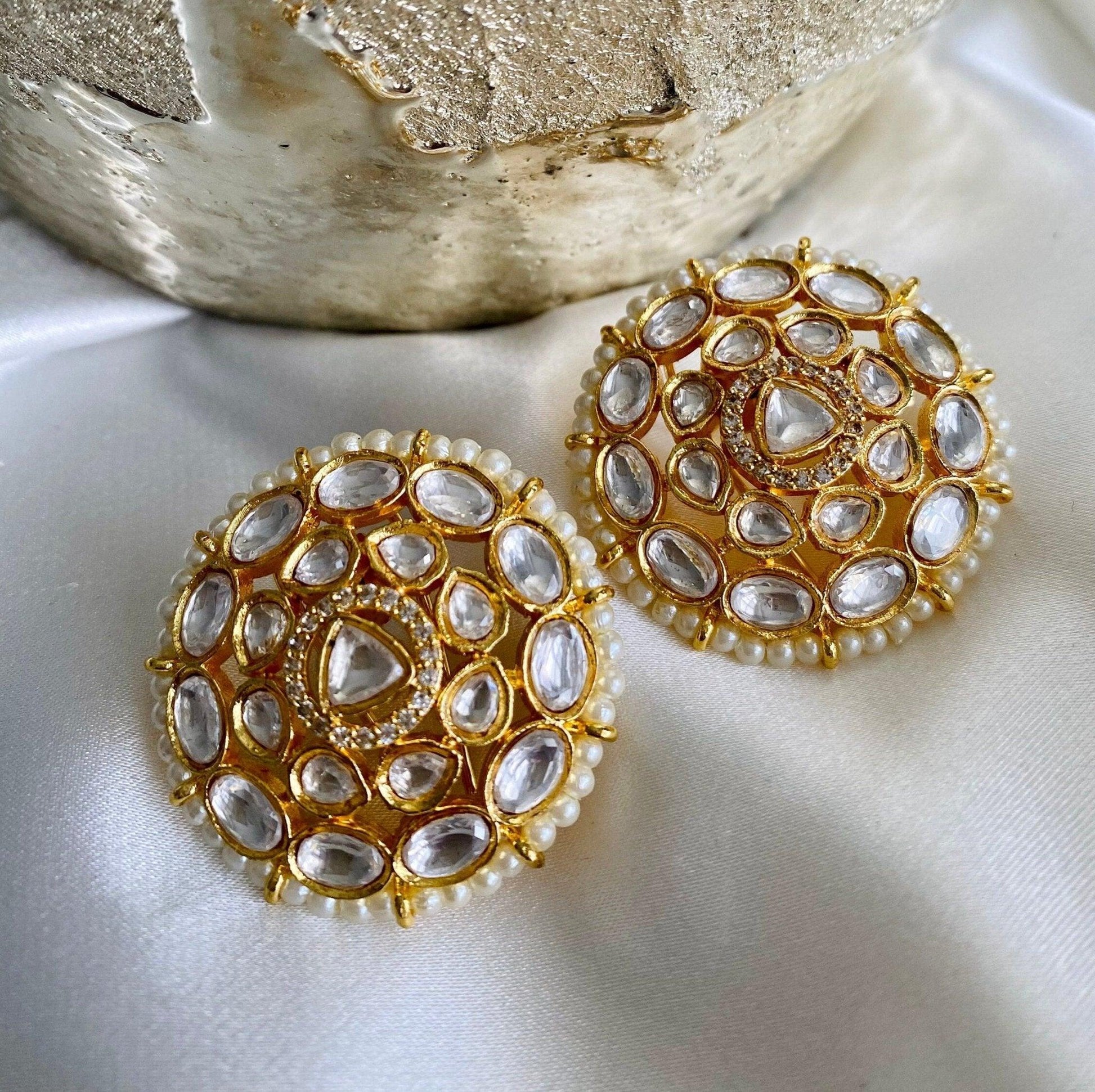 Kundan earrings/ Earring/ Studs/ Kundan/ Indian Jewelry/ Pakistani Jewelry/ Party wear/ Punjabi Jewelry/ Gifts/ Mother’s Day Gift / Tyaani - Dsapphire